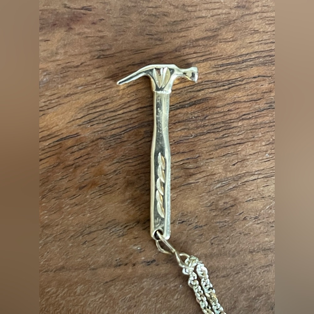 ⭐️ 14K pure yellow Gold FrancMasson’s brotherhood Solid gold Hammer Charm
